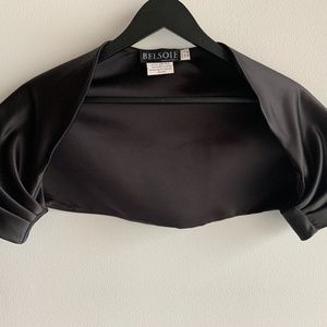 Black Satin Evening Shoulder Shrug by Belsoie 8